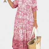 Robe Florale Bohémienne Elcira avec Décolleté en V et Volants