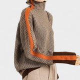 Isidora™ | Pull Herringbone Luxe Col Montant