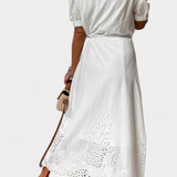 Robe Chemise Nerea Brodée avec Ceinture et Manches Bouffantes