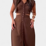 Robe Midi Griselda avec Boutons et Taille Découverte