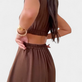 Robe Midi Griselda avec Boutons et Taille Découverte