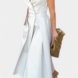 Robe Blazer Sans Manches Beverly avec Coupe A-Line et Boutons