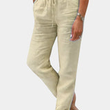 Pantalon en Lin Mélangé Violet Coupe Relaxée