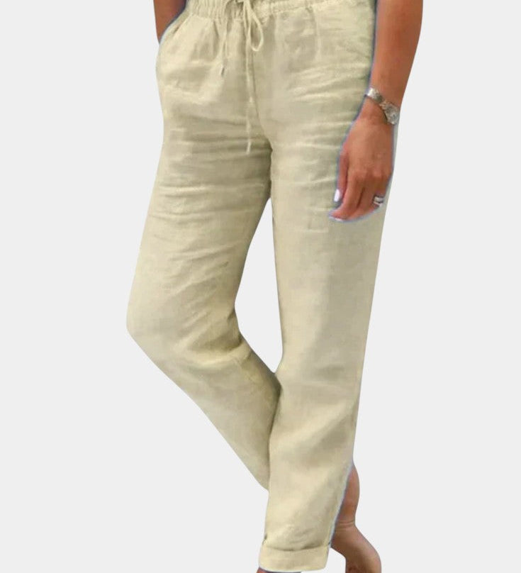 Pantalon en Lin Mélangé Violet Coupe Relaxée