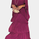 Robe Maxi Caroline avec Volants et Manches Chauve-Souris