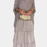 Robe Maxi Caroline avec Volants et Manches Chauve-Souris