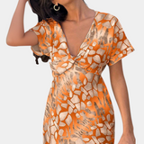 Robe Triana avec Imprimé Abstrait et Décolleté en V