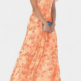 Robe Maxi Fleurie Amara avec Décolleté en V et Manches Volantes