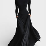 Adela™ | Robe Maxi Noire Sophistiquée