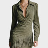 María™ | Robe Verte Olive au Design Minimaliste