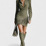 María™ | Robe Verte Olive au Design Minimaliste
