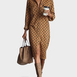 Irene™ | Robe Chemise Midi Élégante en Suède Synthétique