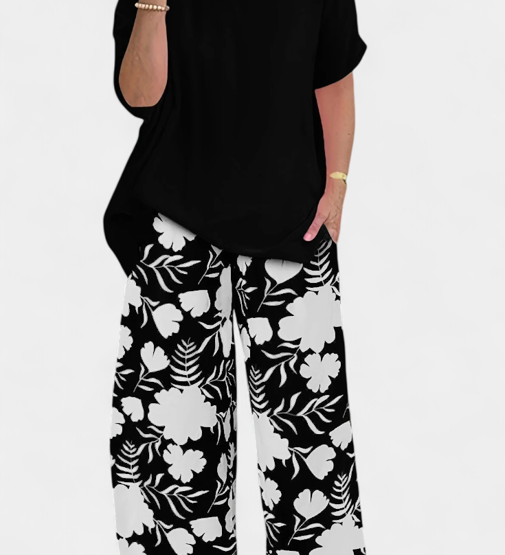 Ensemble Floral Aivy en Deux Pièces avec Touche Décontractée