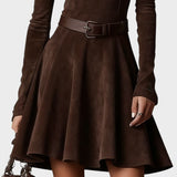 Paula™ | Robe Mini en Suède Vintage