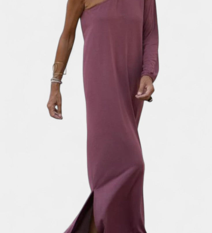 Robe Midi Élégante Maddie Épaule D'un Côté
