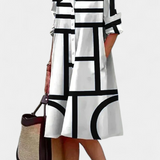 Robe en coton Larissa avec imprimé géométrique