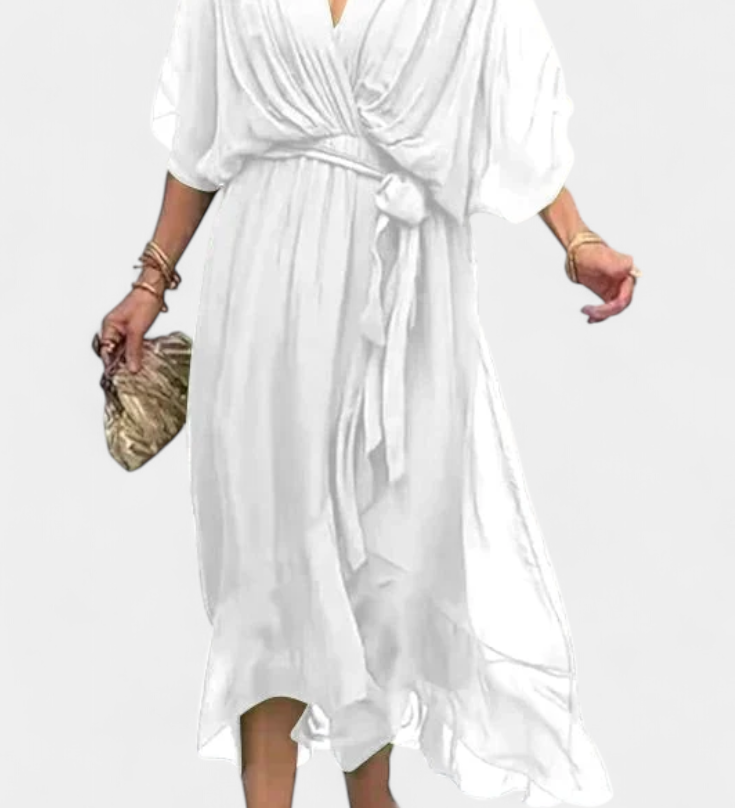 Robe Longue Luisa avec Décolleté en V et Coupe Flottante