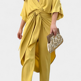 Ensemble Mayleen Croisé avec Nœud Avant et Pantalons Droits