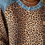 Marta™ | Sweat à capuche en denim avec imprimé léopard