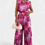 Ensemble Liora en Deux Pièces avec Pantalons Plissés à Jambes Larges