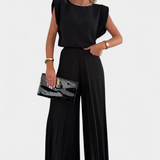 Ensemble Liora en Deux Pièces avec Pantalons Plissés à Jambes Larges