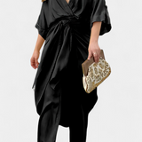 Ensemble Mayleen Croisé avec Nœud Avant et Pantalons Droits