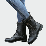 Patricia | Bottes orthopédiques en cuir style militaire pour femmes