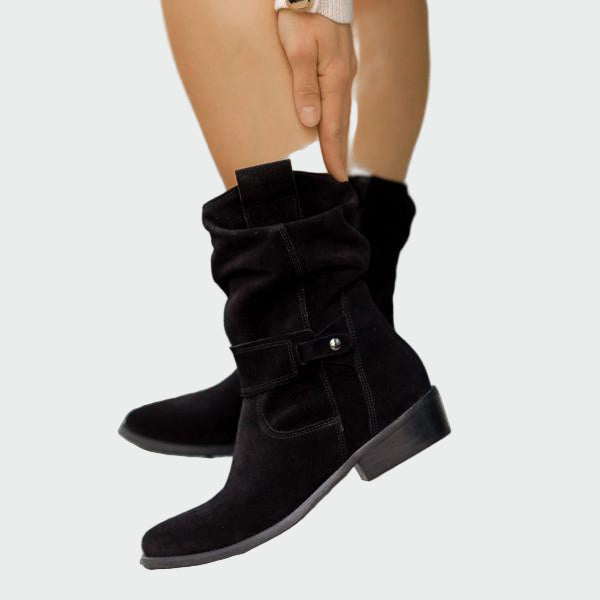 Eva | Bottines décontractées en daim doux avec des détails modernes