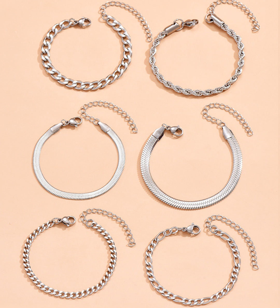Ensemble de 6 Bracelets en Chaîne Cubaine
