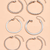 Ensemble de 6 Bracelets en Chaîne Cubaine