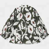 Blouse Filomena avec patte de boutonnage mi-longue et manches bouffantes en imprimé floral abstrait