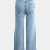 Jeans Evian Délavés à Jambe Droite avec Strass