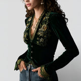 Isabel™ | Blouse en Velours Brodé