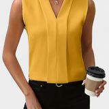 Blouse sans manches Nele avec décolleté en V et coupe fluide