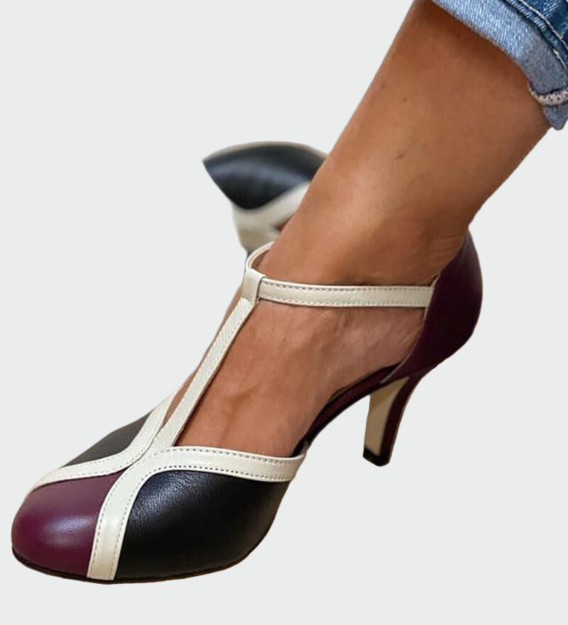 Sandales rétro élégantes Anna avec talon moyen et T-strap