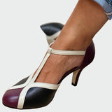 Sandales rétro élégantes Anna avec talon moyen et T-strap