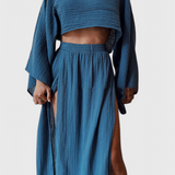 Ensemble Martha en Deux Pièces avec Jupe à Fente Haute