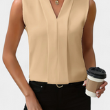 Blouse sans manches Nele avec décolleté en V et coupe fluide