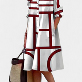 Robe en coton Larissa avec imprimé géométrique