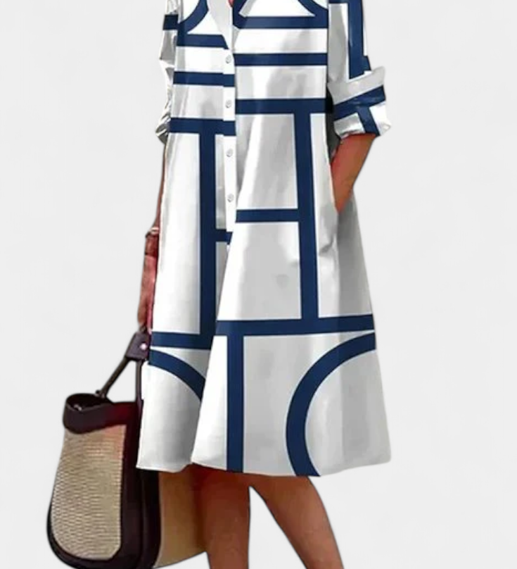 Robe en coton Larissa avec imprimé géométrique