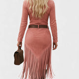 Olga™ | Robe midi rétro avec franges et zip
