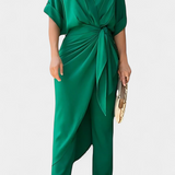 Ensemble Mayleen Croisé avec Nœud Avant et Pantalons Droits