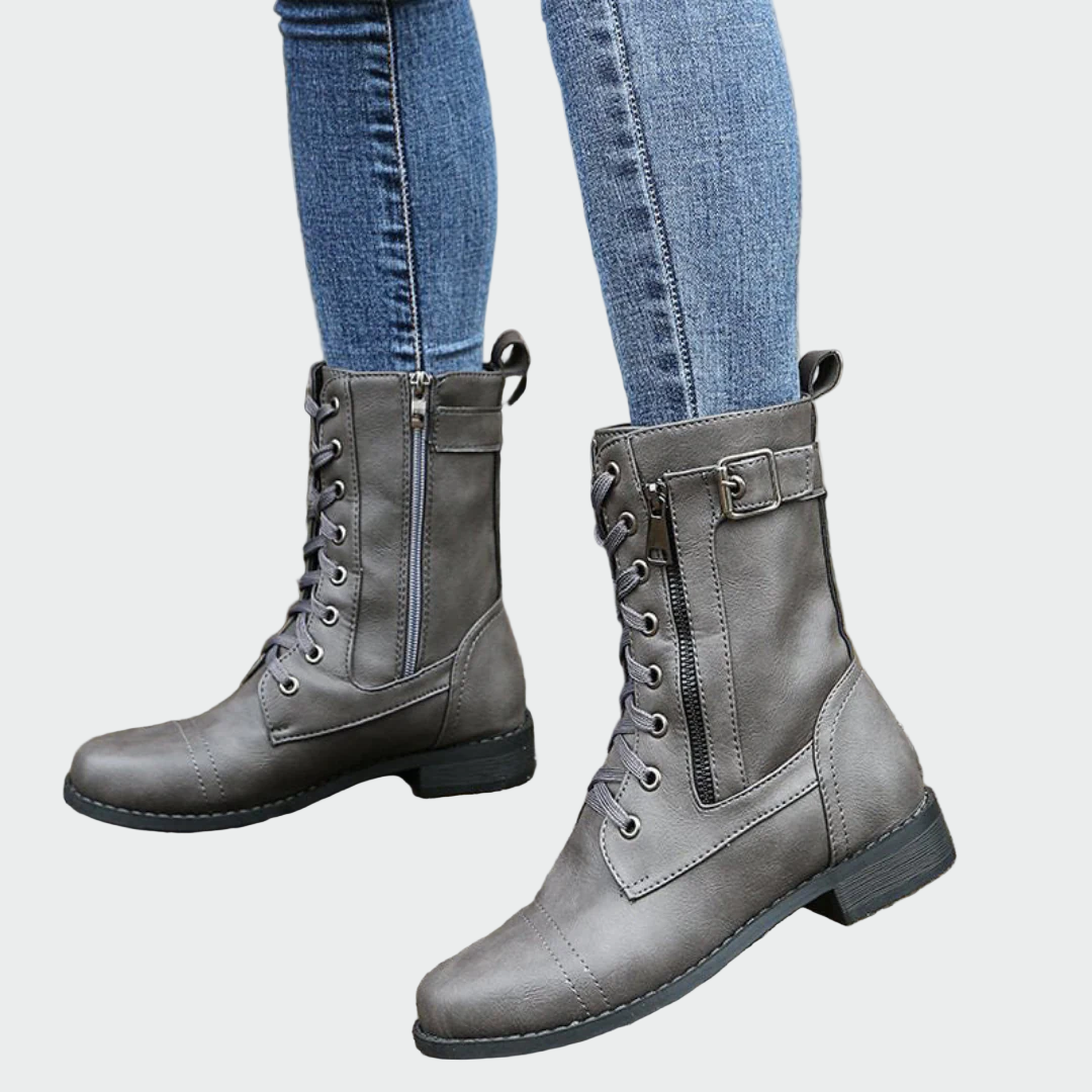Patricia | Bottes orthopédiques en cuir style militaire pour femmes