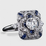Bague en Argent Vintage avec Élégante Zirconia Bleue