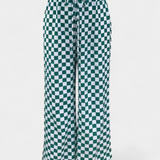 Pantalons Hilaria à Jambe Large avec Imprimé Carreaux