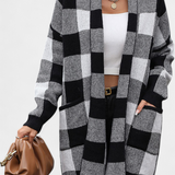 Cardigan décontracté à carreaux Lovella avec poches