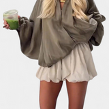 Veste Maude Verte Olive avec Manches Bouffantes
