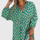 Robe Aroa Boho avec Imprimé Artistique et Silhouette Fluide