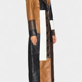 Manteau Trench en Cuir Norelle Patchwork
