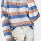 Kristen™ | Pull Oversize à Col Rond Rayé